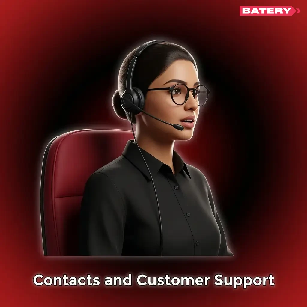 BateryBet 24/7 customer support channels including live chat, email, and FAQ help centre for Indian players