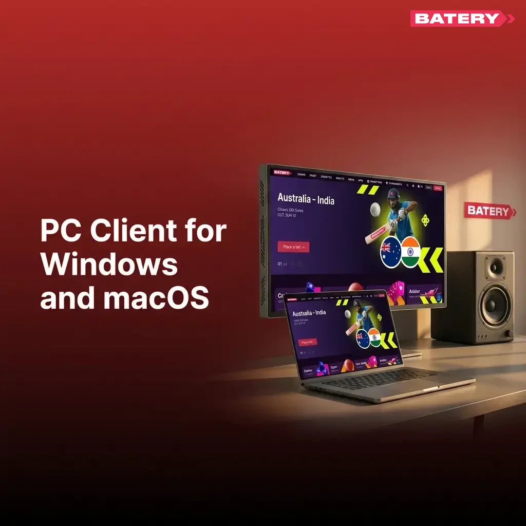 BatteryBet desktop access via web browser on Windows and macOS for sports betting and casino games