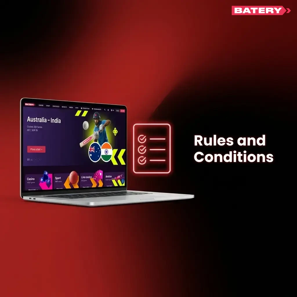 BateryBet terms and conditions covering age verification, account rules, bonuses, KYC withdrawals, and fraud prevention
