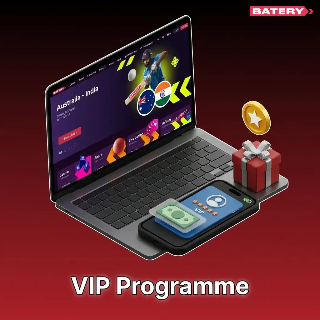 BateryBet tiered VIP programme rewarding loyal Indian players with cashback, withdrawal limits, and dedicated account managers