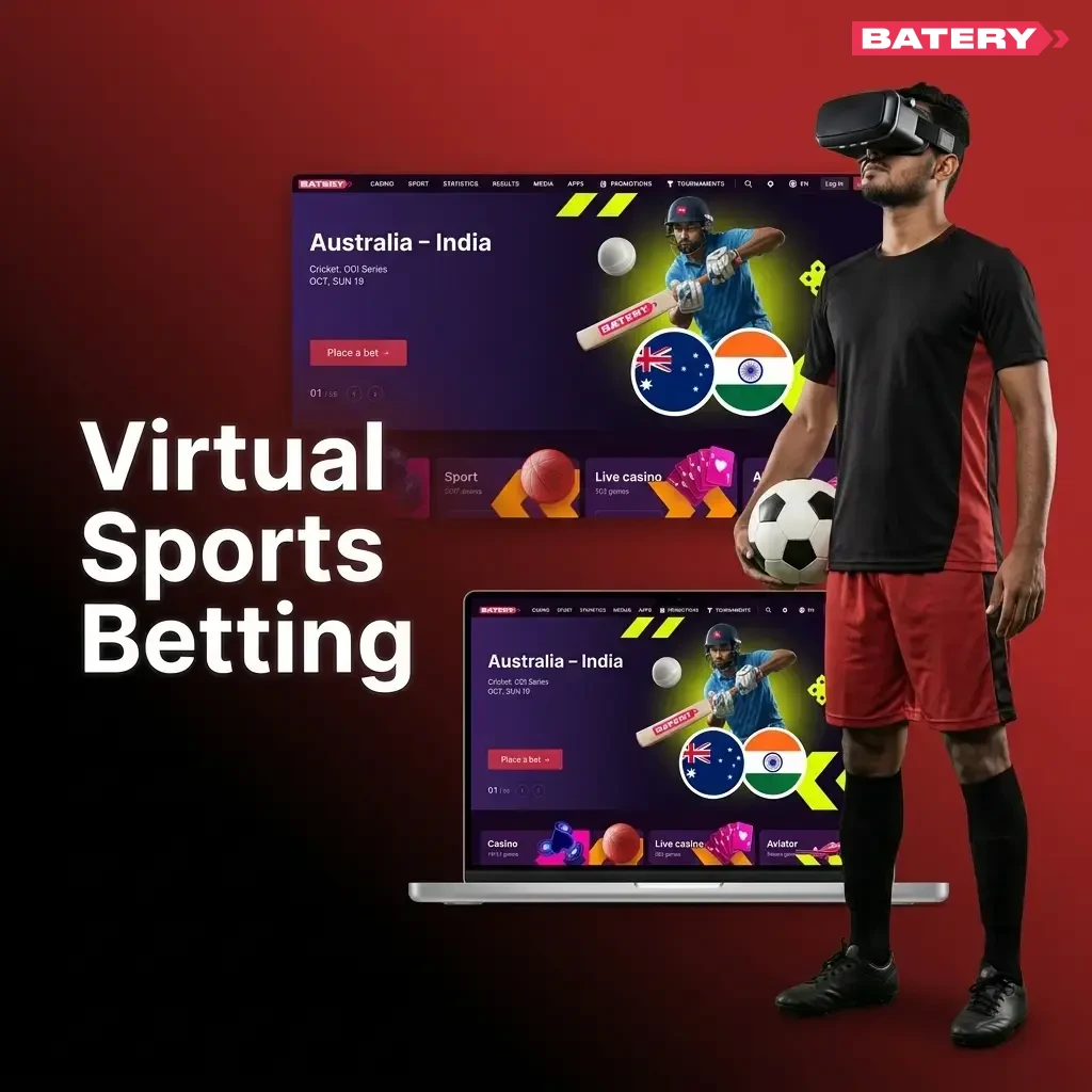 Virtual sports betting on BateryBet featuring cricket, football, horse racing and basketball simulated by certified RNG technology